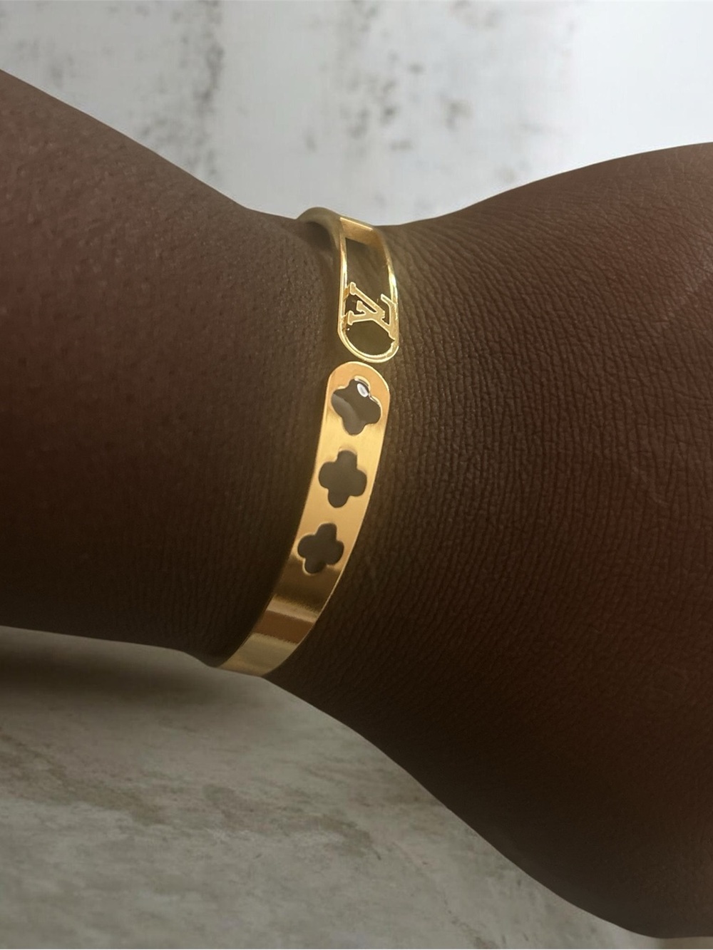 Gold Floral Cutout Cuff Bracelet